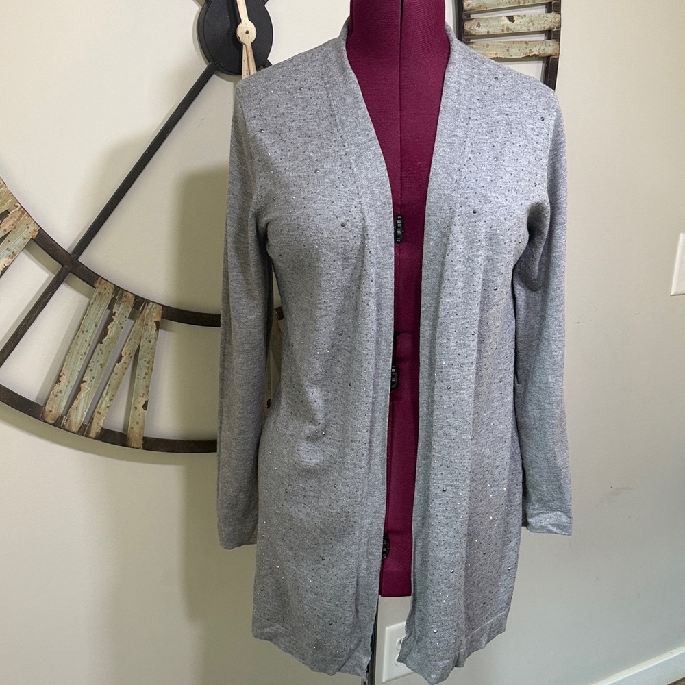 Liquid by Sioni Gray with bling Open Front Cardigan